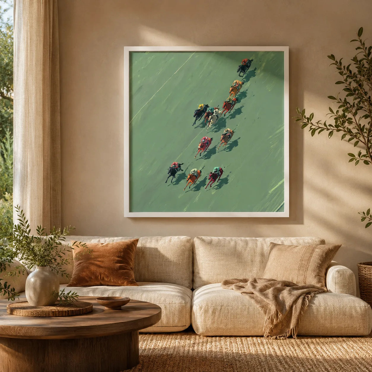 Aerial Horse Race Wall Art Decor - Wall Art Decor - in use