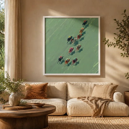 Aerial Horse Race Wall Art Decor - Wall Art Decor - in use