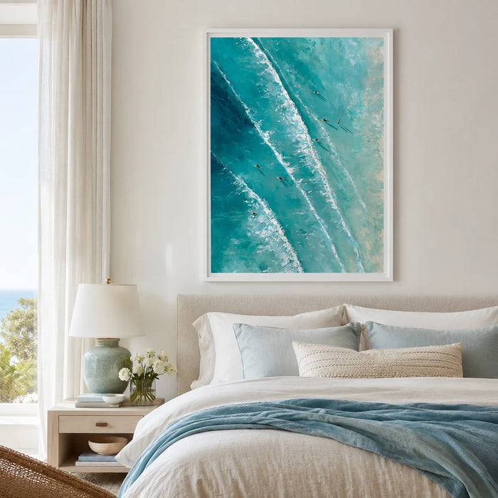 Aerial Ocean Surfers Wall Art Decor
