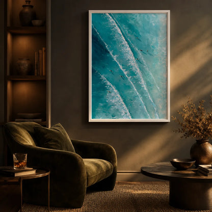 Aerial Ocean Surfers Wall Art Decor - Wall Art Decor - lifestyle