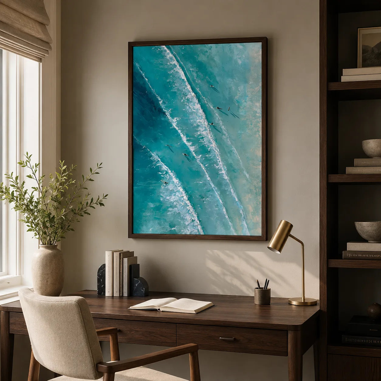 Aerial Ocean Surfers Wall Art Decor - Wall Art Decor - styled