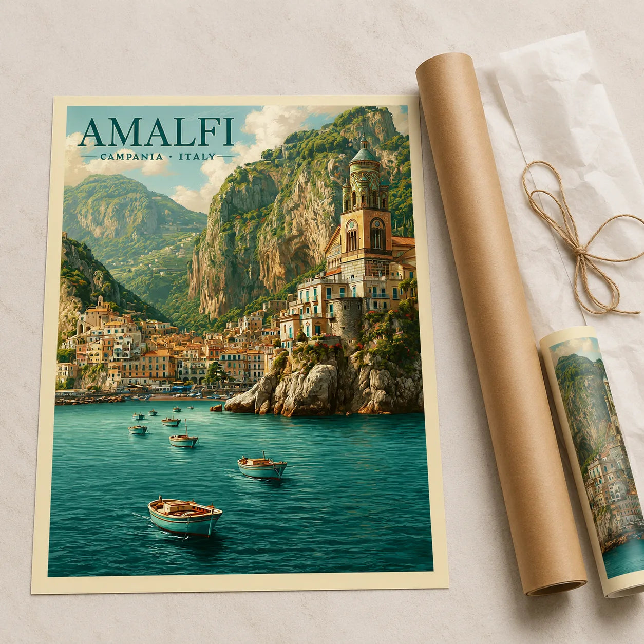 Amalfi Coast Italy Travel Wall Art Decor - Wall Art Decor - back view