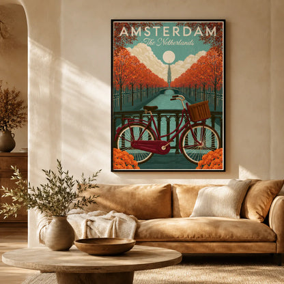 Amsterdam Bicycle Canal Wall Art Decor - Wall Art Decor - alternate angle