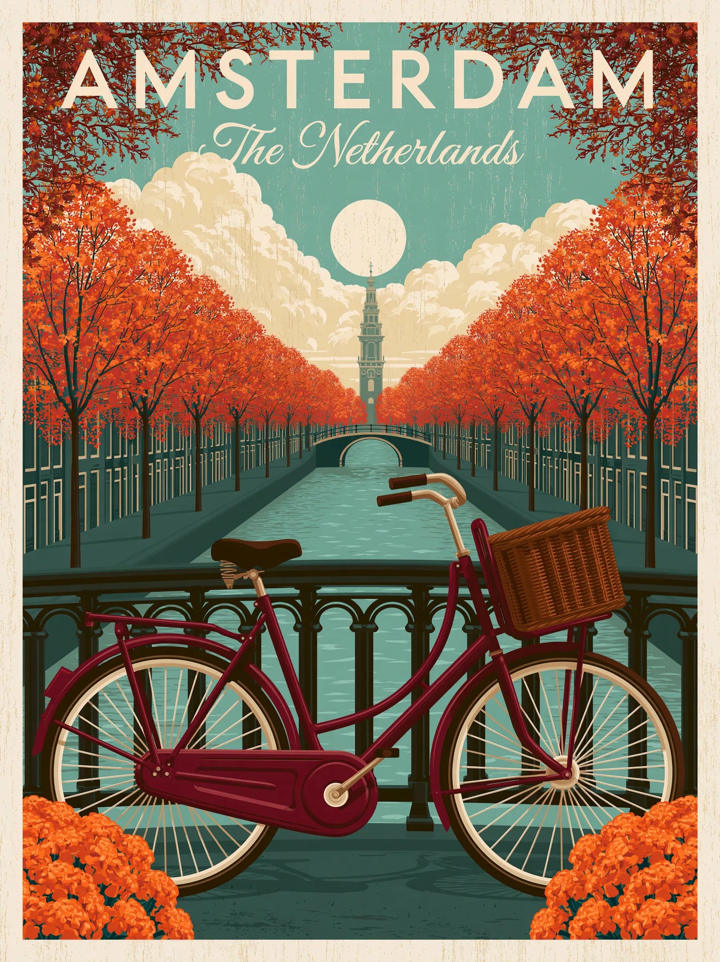 Amsterdam Bicycle Canal Wall Art Decor - Wall Art Decor - front view