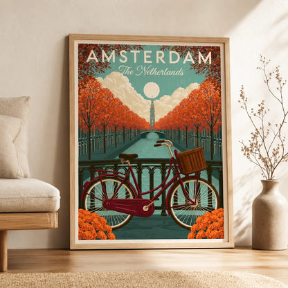 Amsterdam Bicycle Canal Wall Art Decor - Wall Art Decor - side view