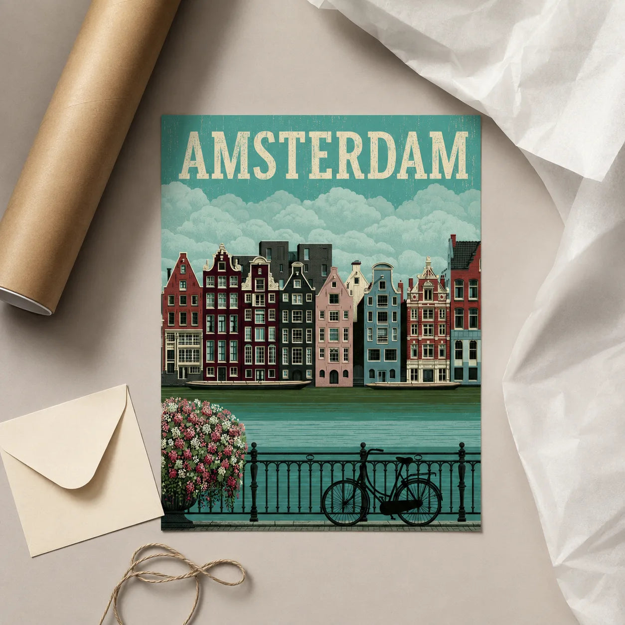 Amsterdam Canal Bicycle Wall Art Decor - Wall Art Decor - back view