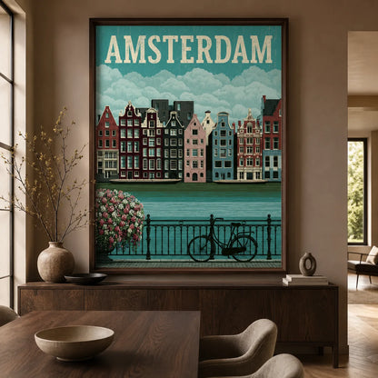 Amsterdam Canal Bicycle Wall Art Decor - Wall Art Decor - close up