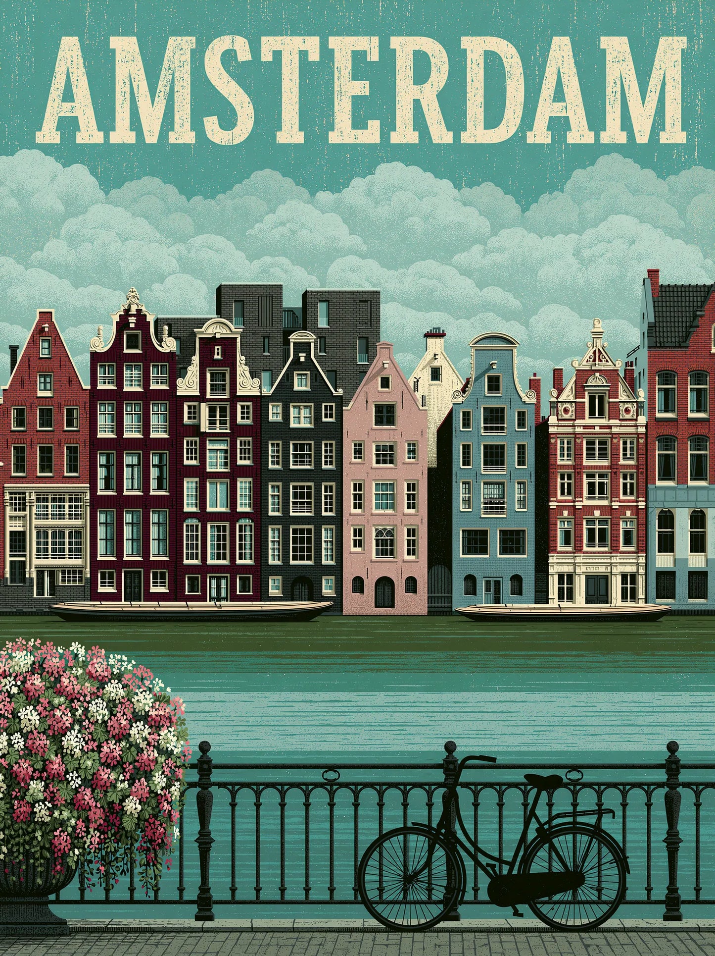 Amsterdam Canal Bicycle Wall Art Decor - Wall Art Decor - front view