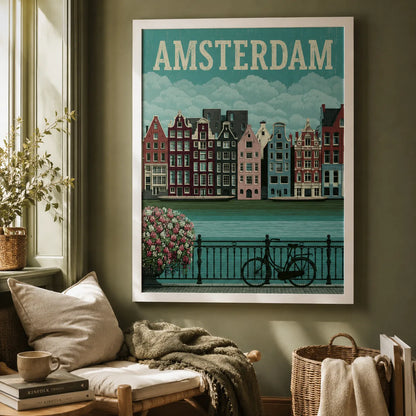 Amsterdam Canal Bicycle Wall Art Decor - Wall Art Decor - in use