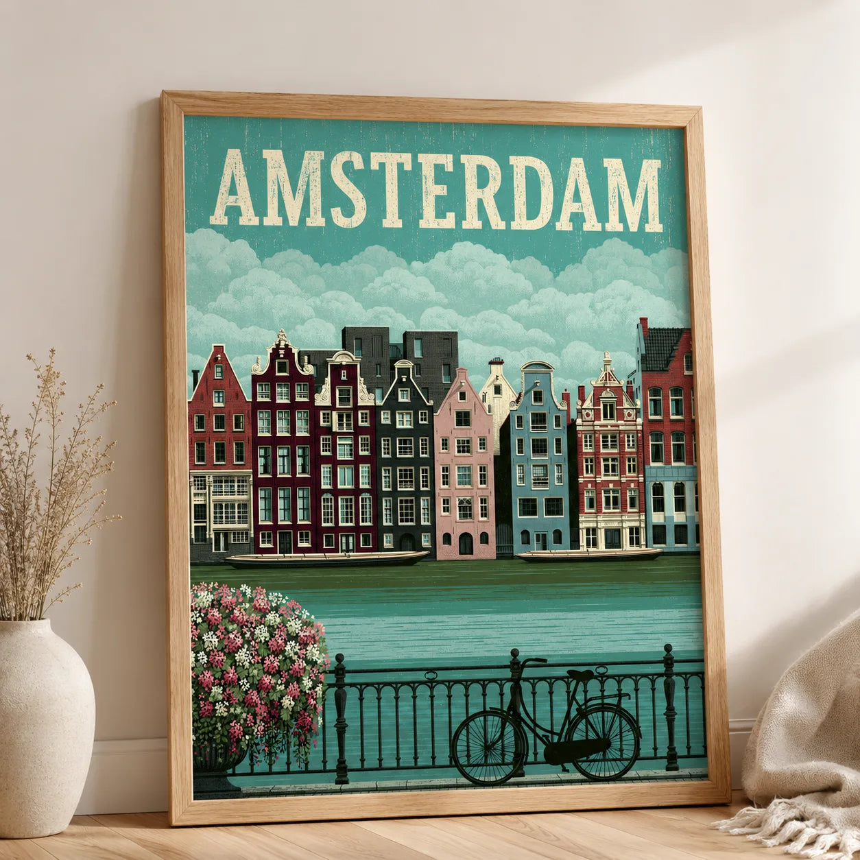 Amsterdam Canal Bicycle Wall Art Decor - Wall Art Decor - side view