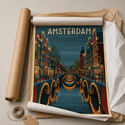 Amsterdam Canal Bridges Wall Art Decor - Wall Art Decor - back view