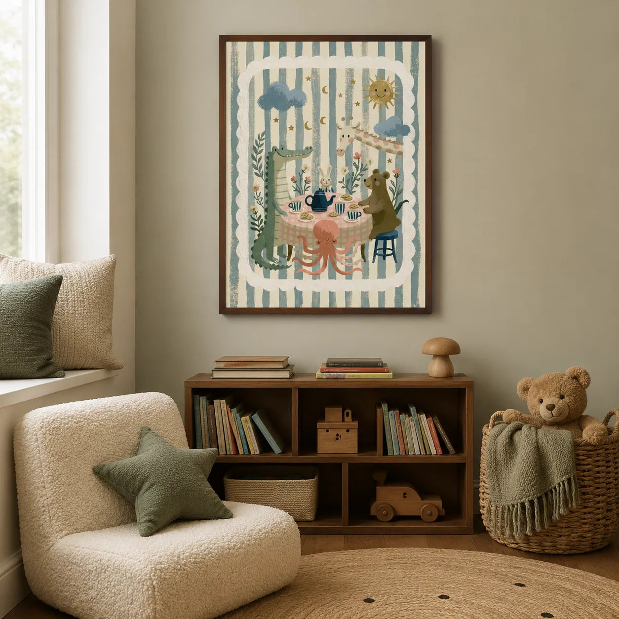 Animal Tea Party Nursery Wall Art Decor - Wall Art Decor - alternate angle
