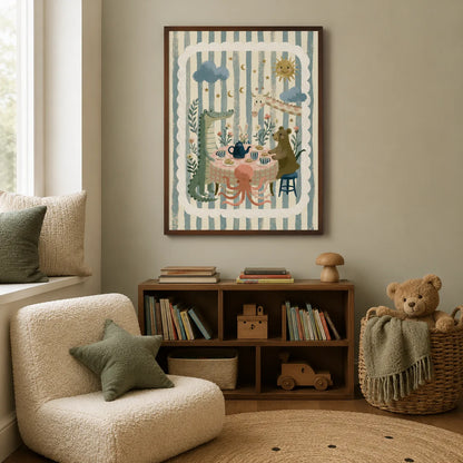 Animal Tea Party Nursery Wall Art Decor - Wall Art Decor - alternate angle