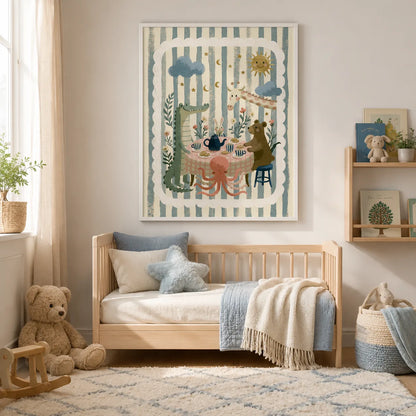 Animal Tea Party Nursery Wall Art Decor - Wall Art Decor - detail