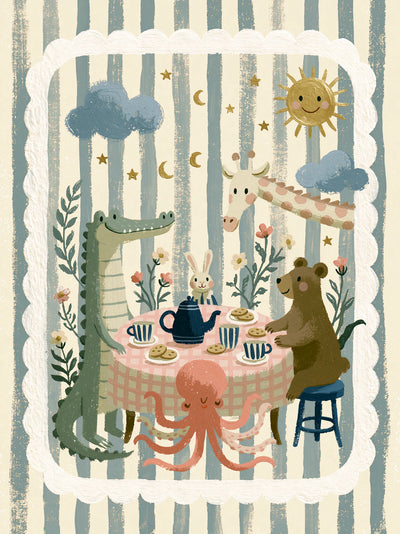 Animal Tea Party Nursery Wall Art Decor