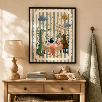 Animal Tea Party Nursery Wall Art Decor - Wall Art Decor - in use
