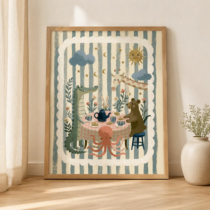 Animal Tea Party Nursery Wall Art Decor - Wall Art Decor - side view