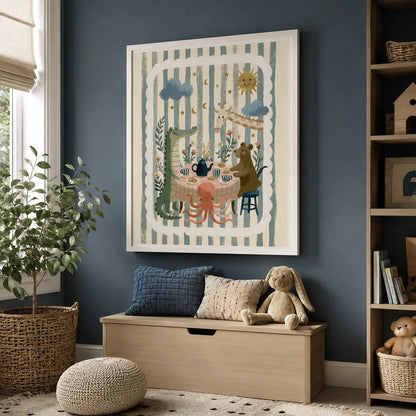 Animal Tea Party Nursery Wall Art Decor - Wall Art Decor - styled