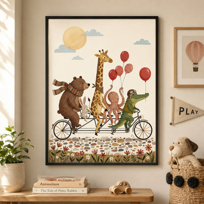 Animals on a Tandem Bike Wall Art Decor preview 10