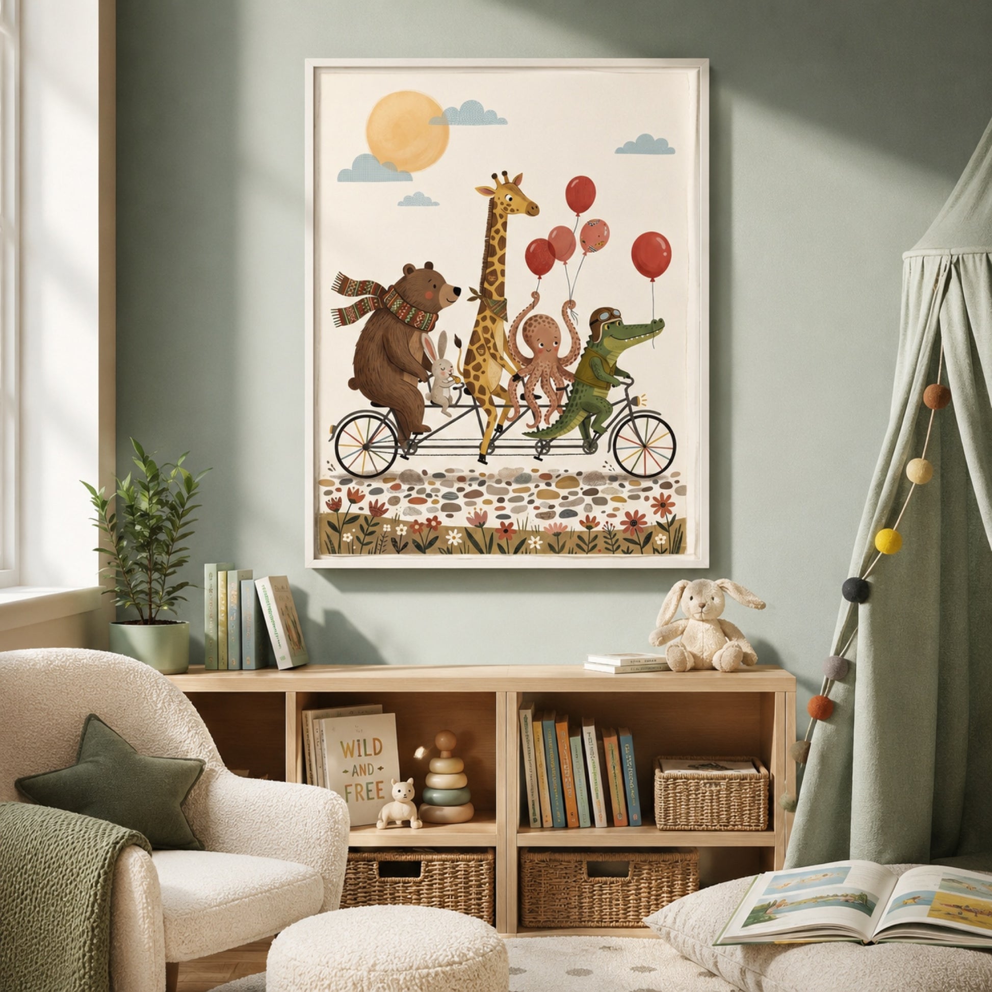 Animals on a Tandem Bike Wall Art Decor preview 4