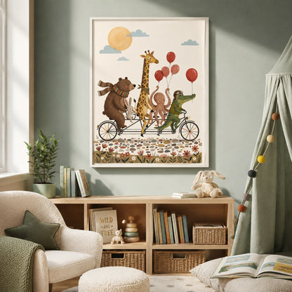 Animals on a Tandem Bike Wall Art Decor preview 4