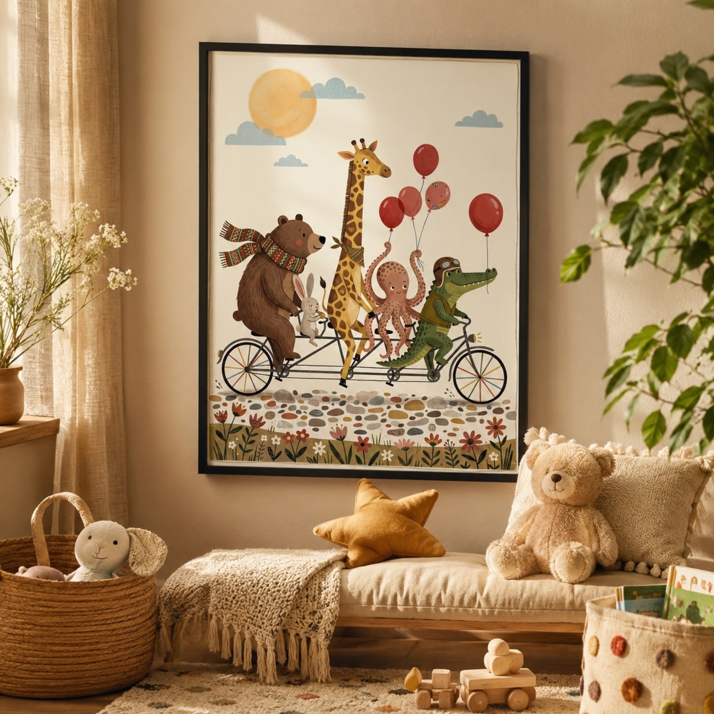 Animals on a Tandem Bike Wall Art Decor preview 5