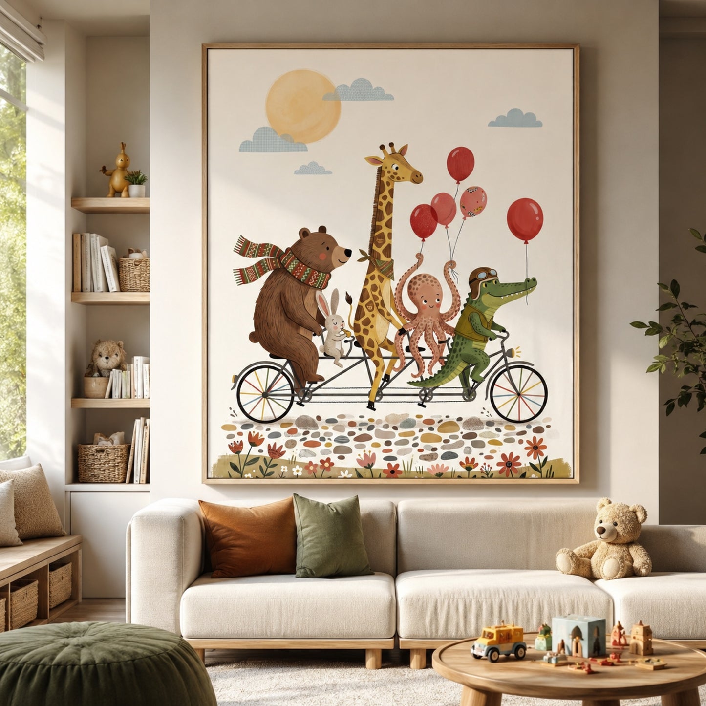 Animals on a Tandem Bike Wall Art Decor preview 6