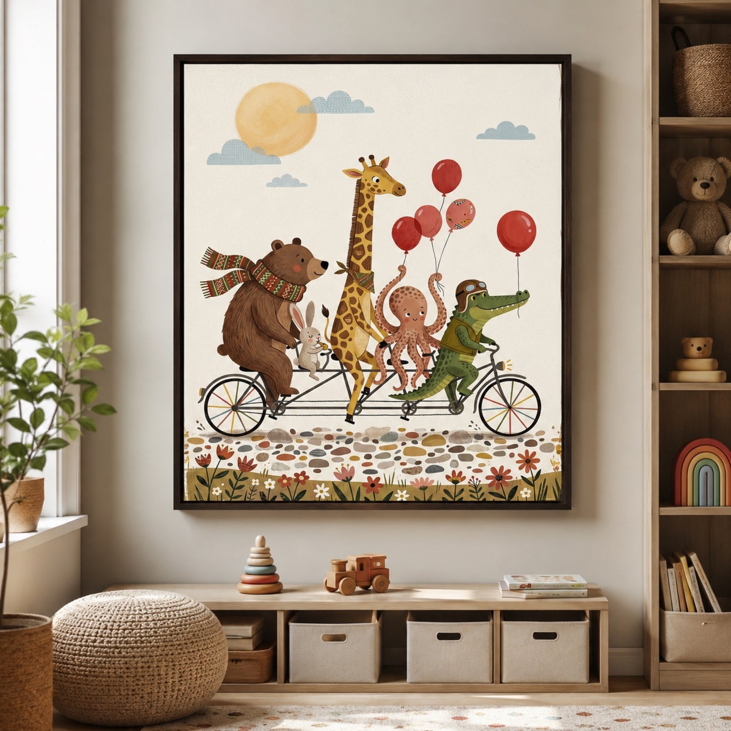 Animals on a Tandem Bike Wall Art Decor preview 7