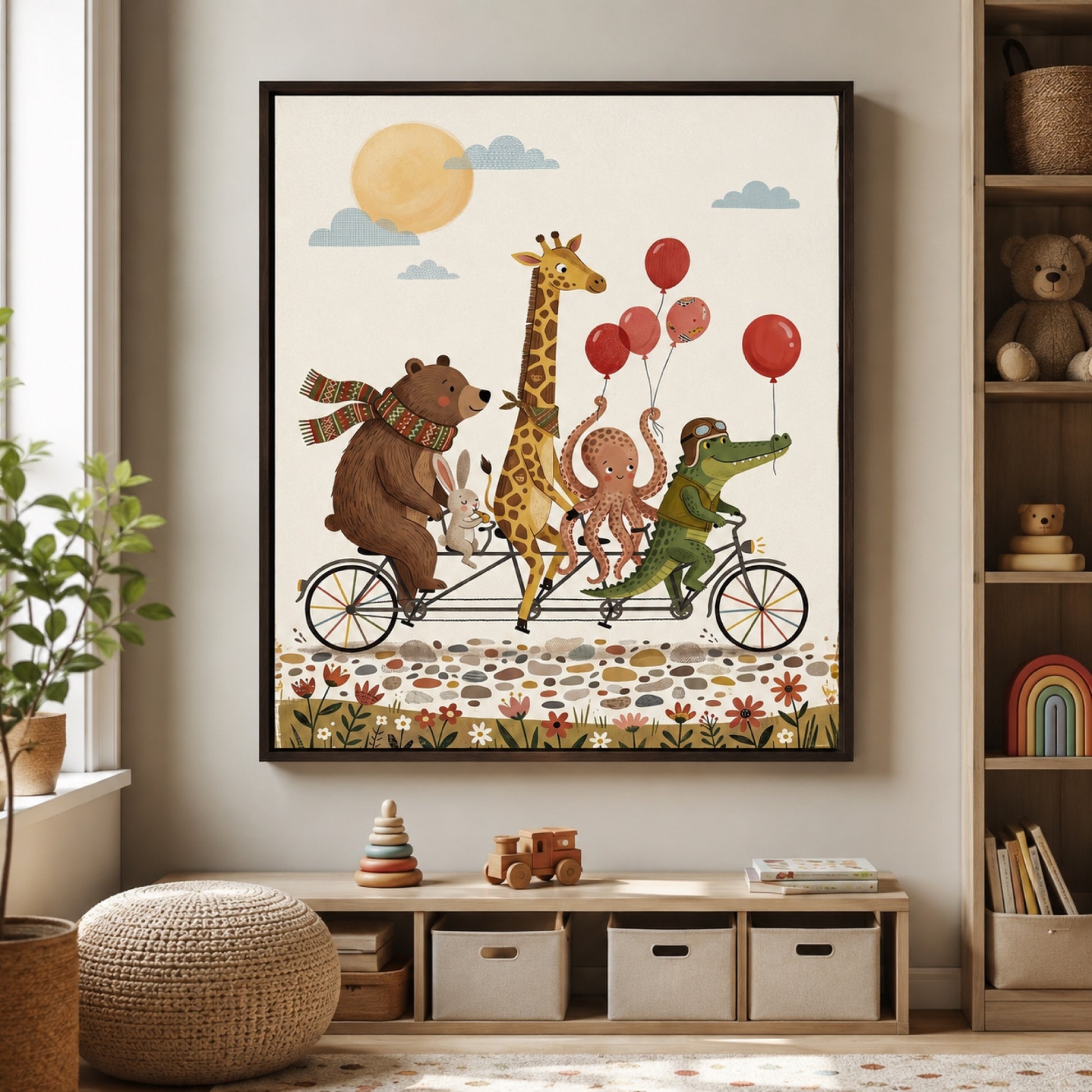 Animals on a Tandem Bike Wall Art Decor preview 7