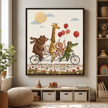 Animals on a Tandem Bike Wall Art Decor preview 7