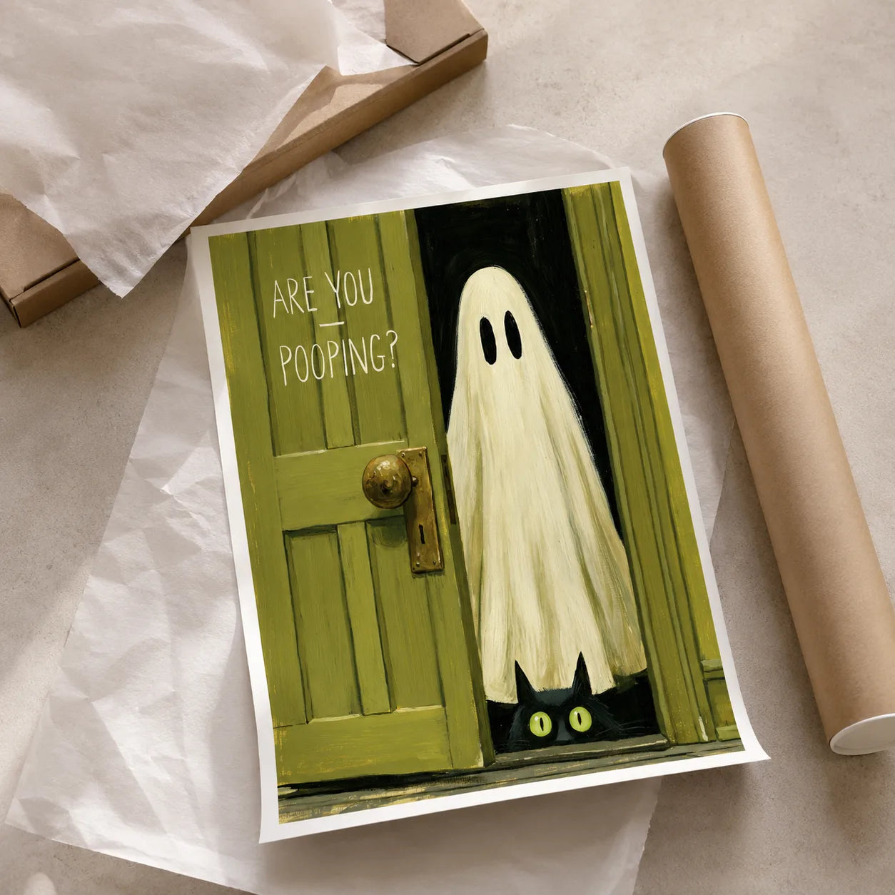 Are You Pooping Ghost Wall Art Decor - Wall Art Decor - back view