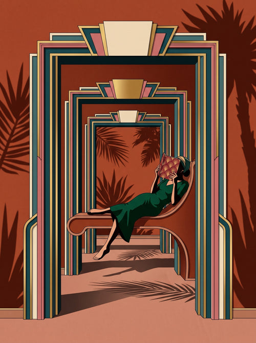 Art Deco Reading Lounge Wall Art Decor