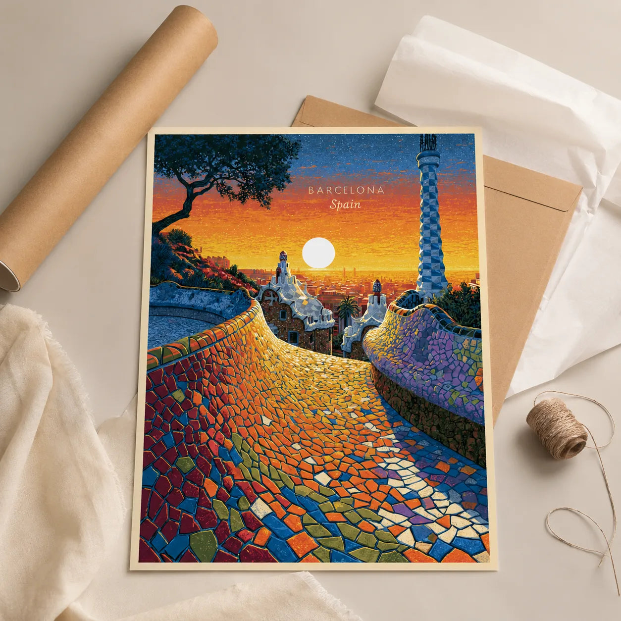 Barcelona Park Guell Wall Art Decor - Wall Art Decor - back view