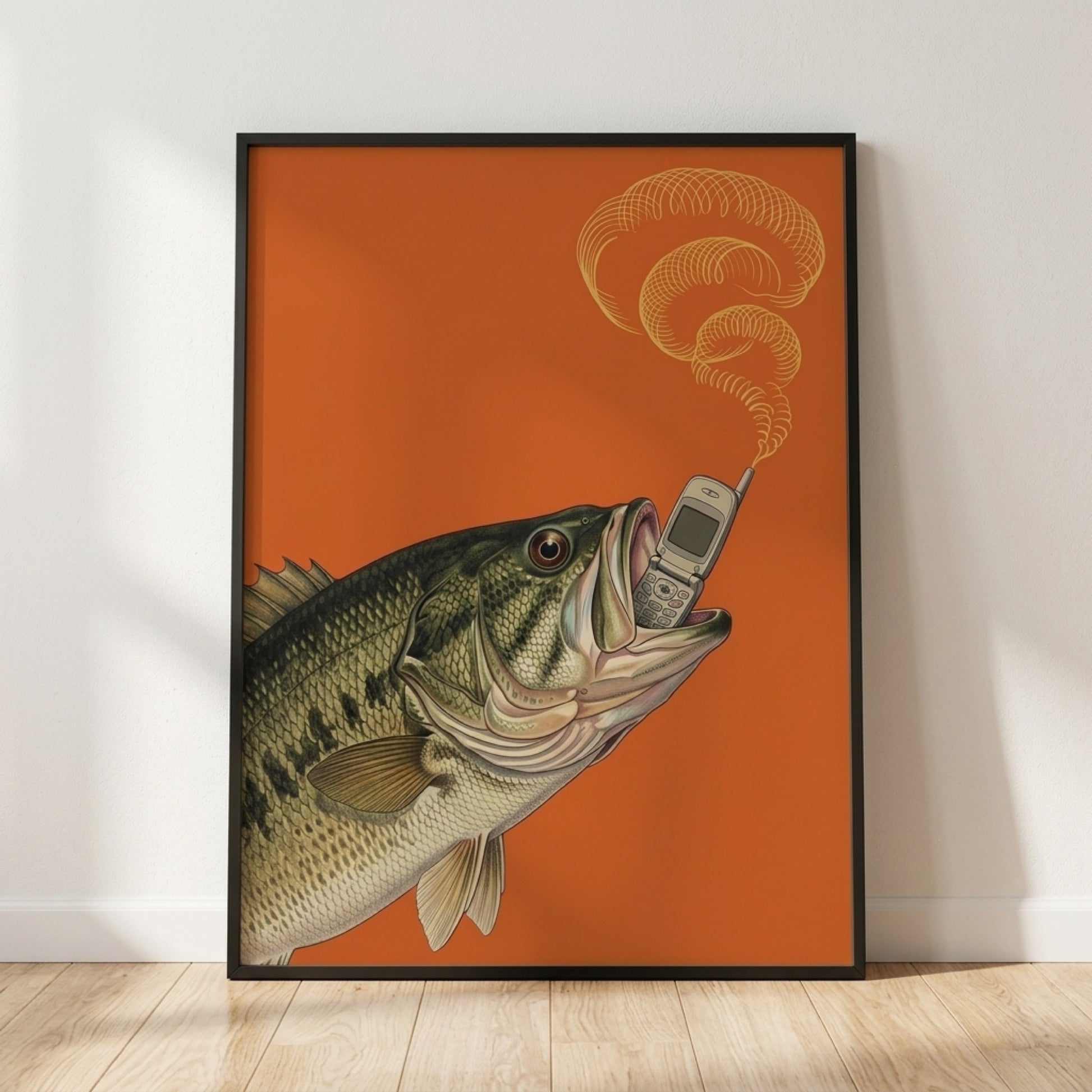 Bass on the Phone Wall Art Decor preview 4