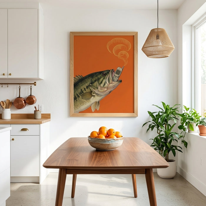 Bass on the Phone Wall Art Decor