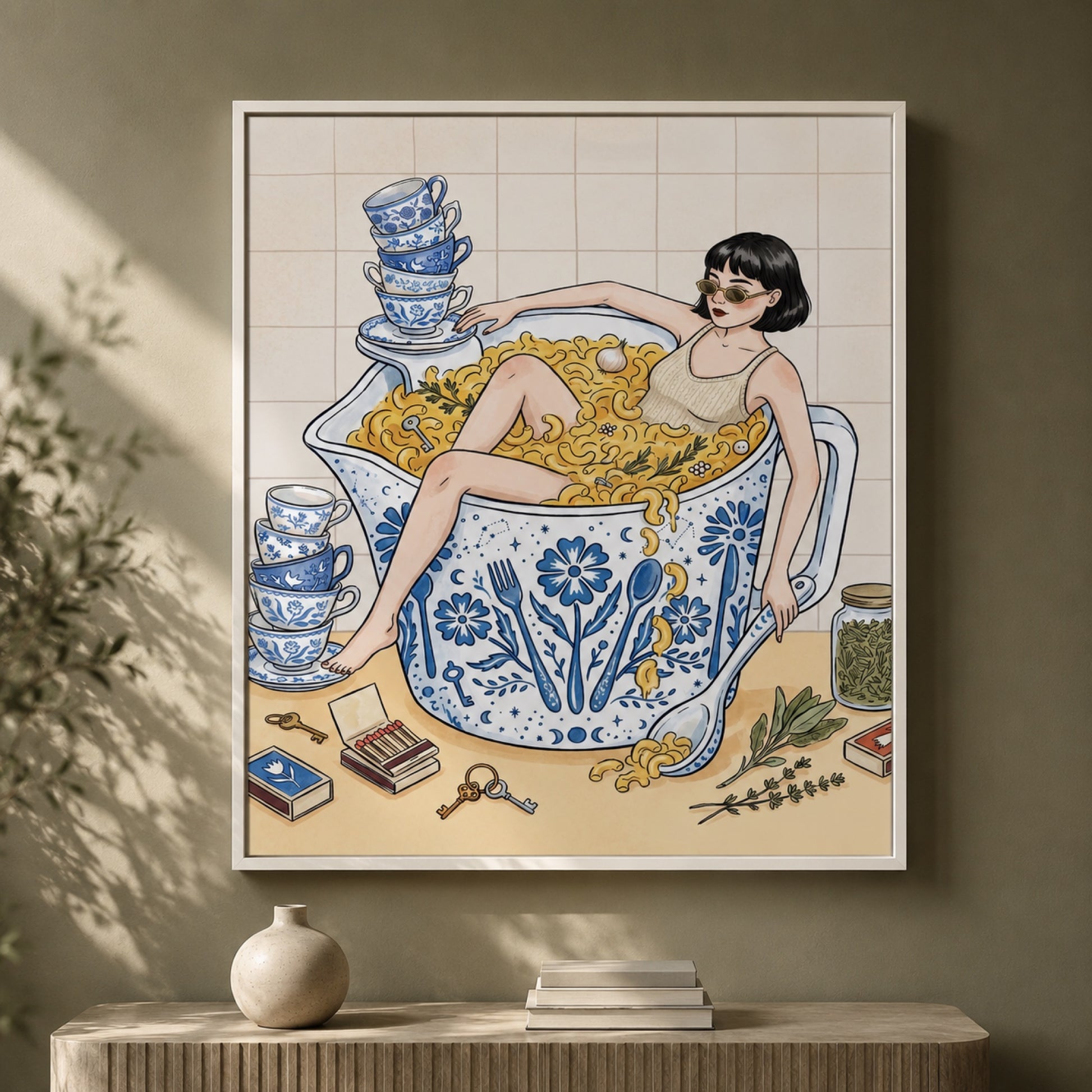 Bathing in Mac and Cheese Wall Art Decor preview 10