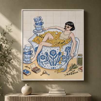 Bathing in Mac and Cheese Wall Art Decor preview 10