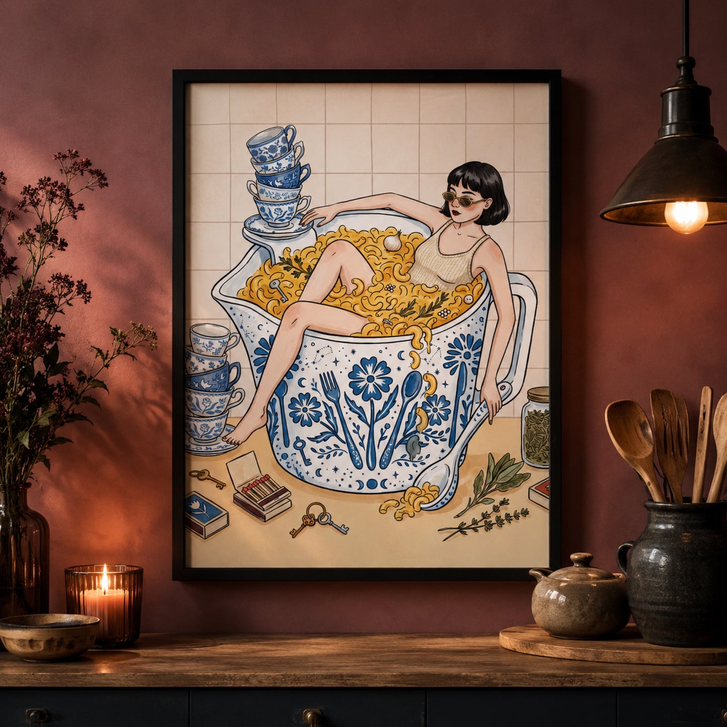 Bathing in Mac and Cheese Wall Art Decor preview 11