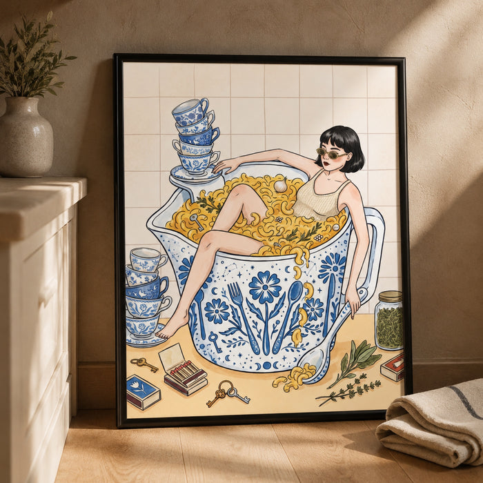 Bathing in Mac and Cheese Wall Art Decor