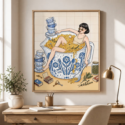 Bathing in Mac and Cheese Wall Art Decor preview 4