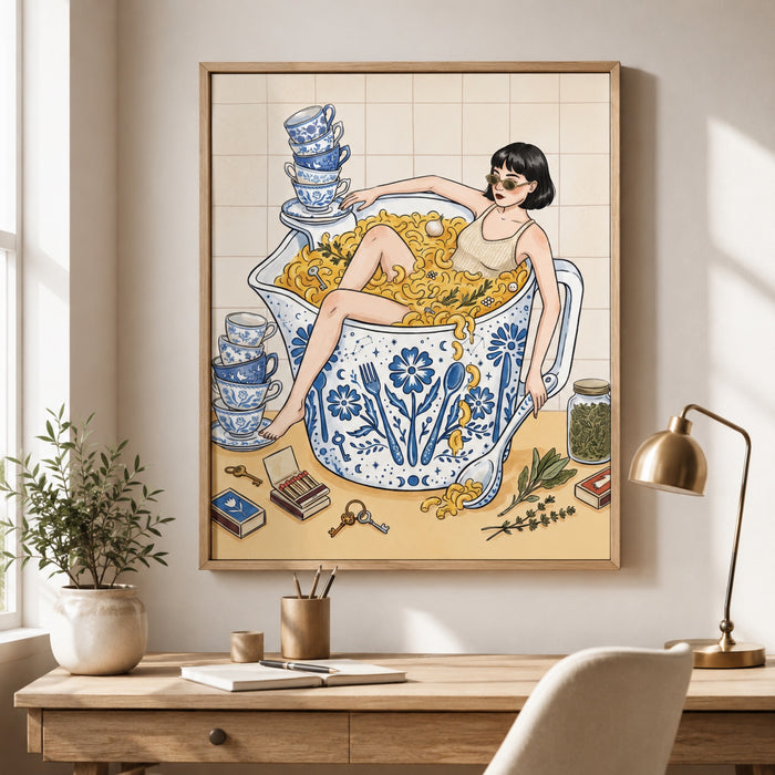 Bathing in Mac and Cheese Wall Art Decor
