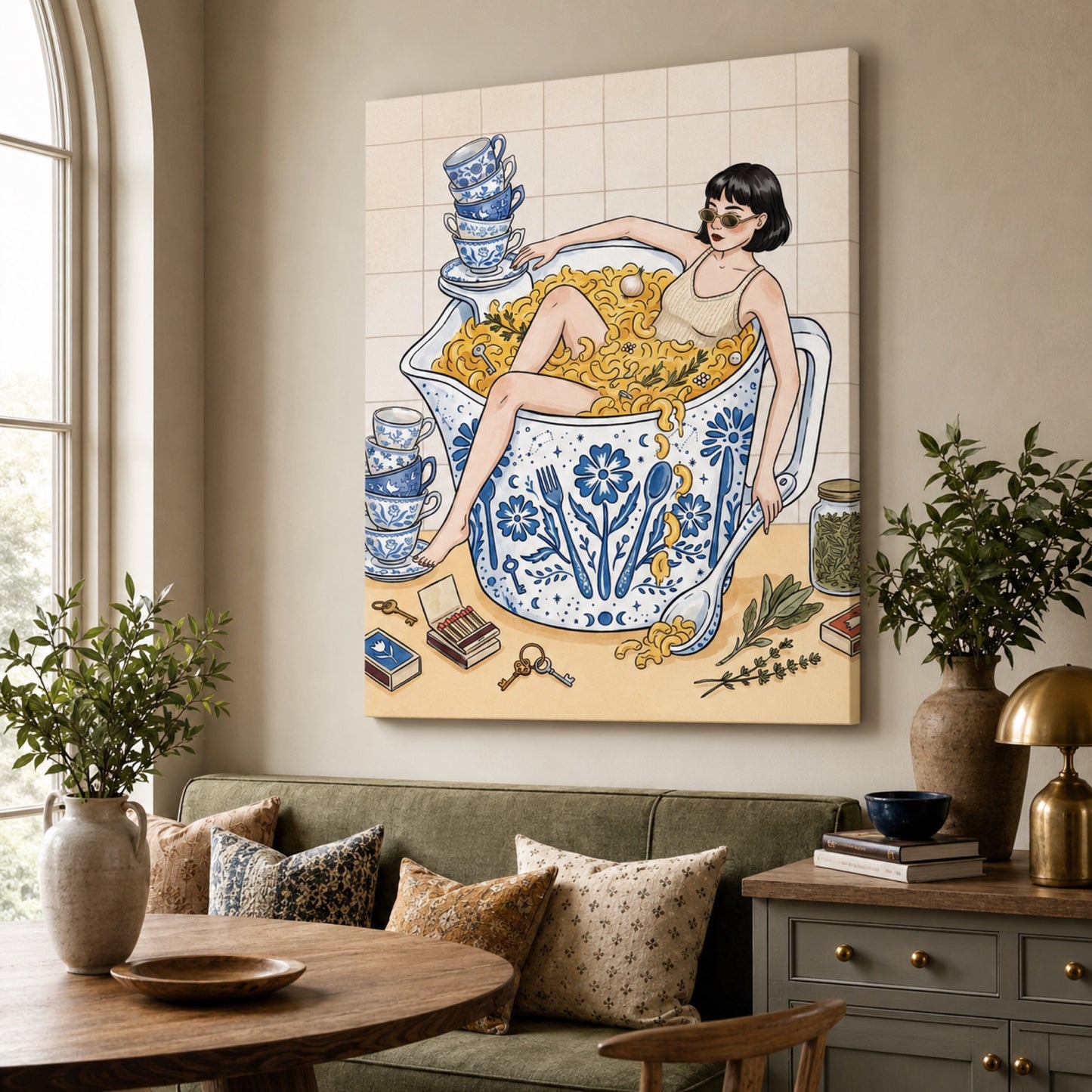 Bathing in Mac and Cheese Wall Art Decor preview 6
