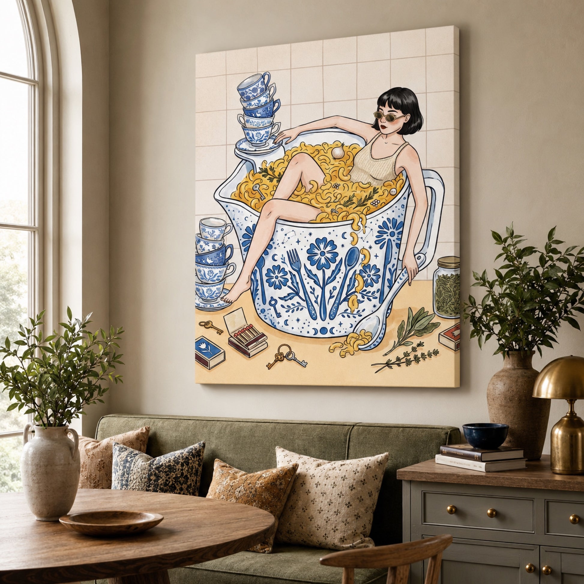 Bathing in Mac and Cheese Wall Art Decor preview 6