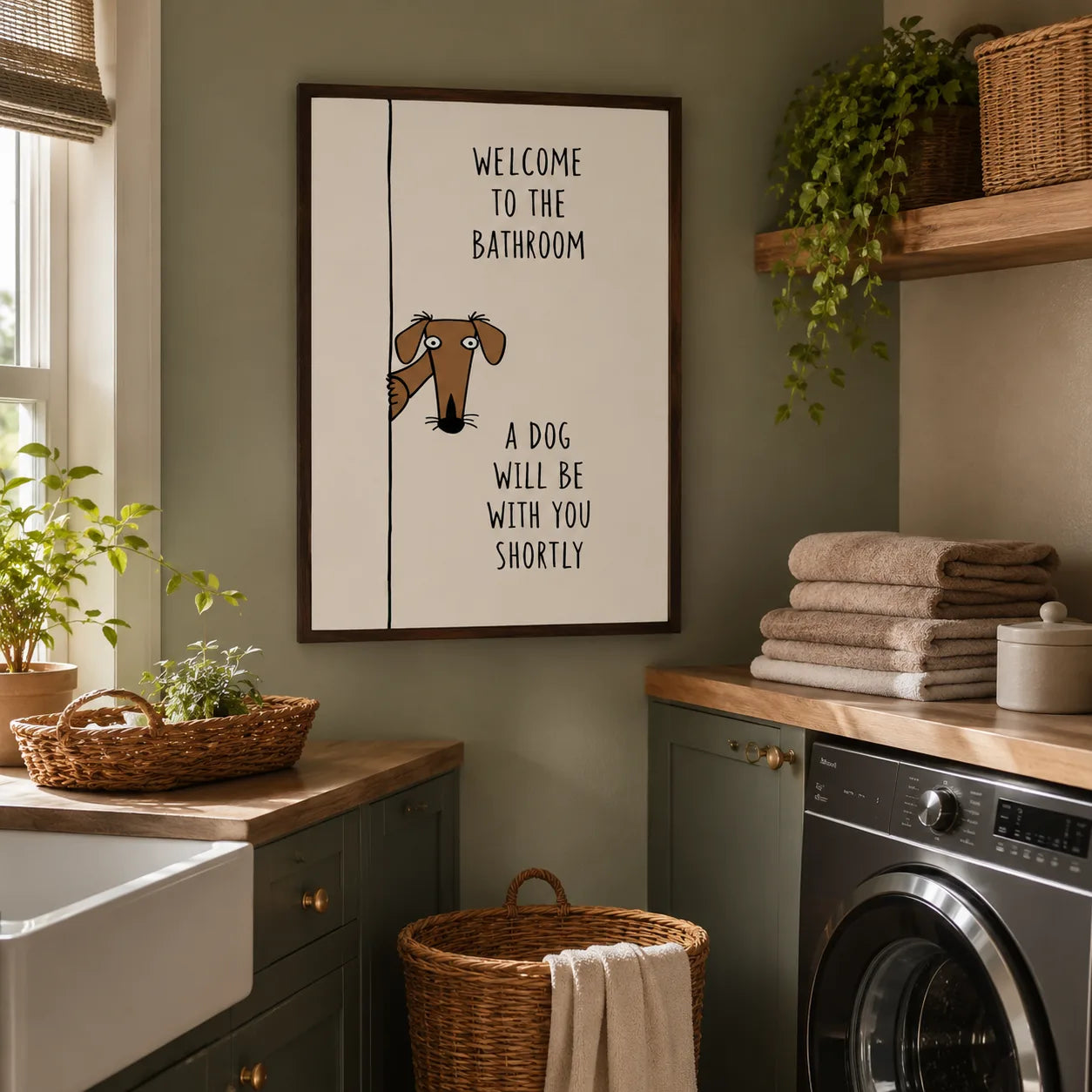 Bathroom Dog Humor Wall Art Decor - Wall Art Decor - alternate angle