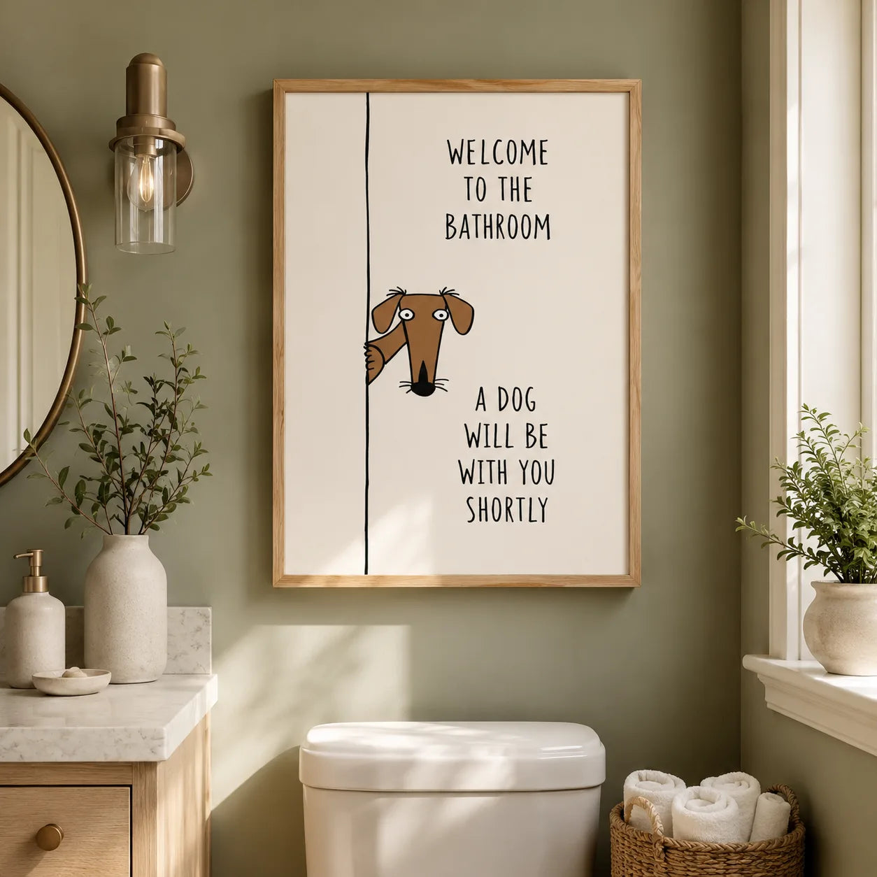 Bathroom Dog Humor Wall Art Decor - Wall Art Decor - detail