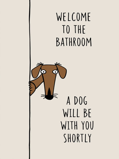 Bathroom Dog Humor Wall Art Decor - Wall Art Decor - front view