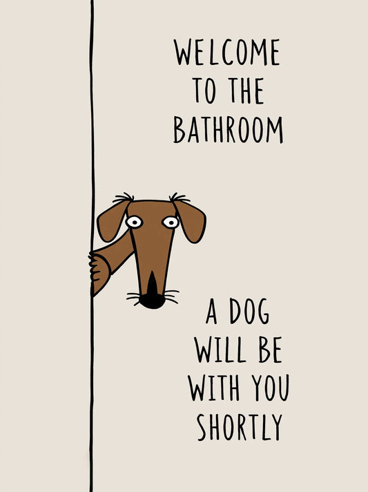 Bathroom Dog Humor Wall Art Decor - Wall Art Decor - front view
