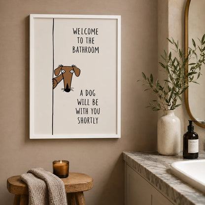 Bathroom Dog Humor Wall Art Decor - Wall Art Decor - in use