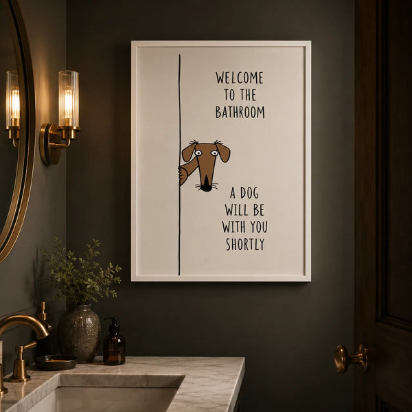 Bathroom Dog Humor Wall Art Decor