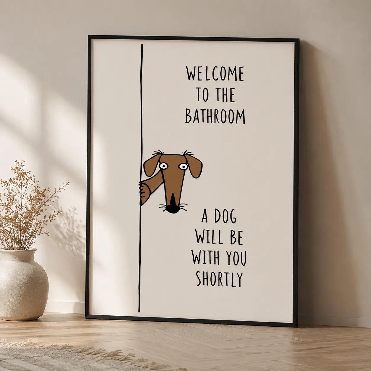 Bathroom Dog Humor Wall Art Decor - Wall Art Decor - side view